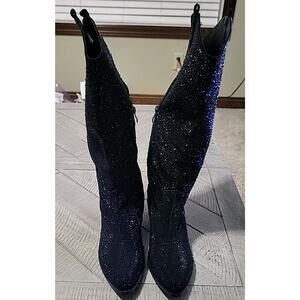 Wild One Boots Womens 8 Black Rhinestone Diamante Country Western Cowgirl Boots